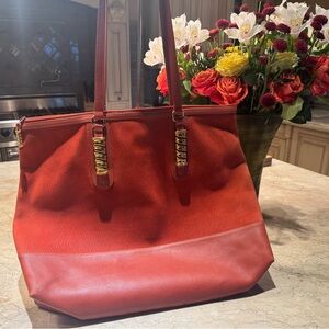 Loewe Large Burnt Orange Tote with Gold Details/HW